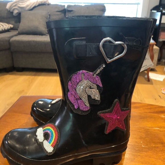 WEATHER SPIRITS/Girls/Size 3/Black /Rain Boots/NWT - Picture 4 of 8